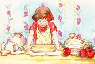 Little-girl-baking-an-apple-pie
